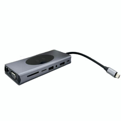 ל- 3XUSB3.0/ 4XUSB2.0/ Type C-PD Hdmi/ TF/ SD/ Audio/ RJ45/ VGA  Wireless Charging