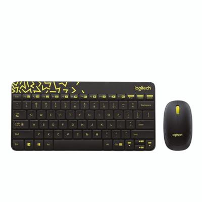 סט מקלדת ועכבר אלחוטי מבית Logitech דגם MK240 בצבע שחור משולב צהוב עם חריטה בעברית