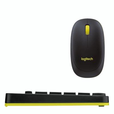 סט מקלדת ועכבר אלחוטי מבית Logitech דגם MK240 בצבע שחור משולב צהוב עם חריטה בערבית עברית ואנגלית