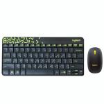סט מקלדת ועכבר אלחוטי מבית Logitech דגם MK240 בצבע שחור משולב צהוב עם חריטה בערבית עברית ואנגלית